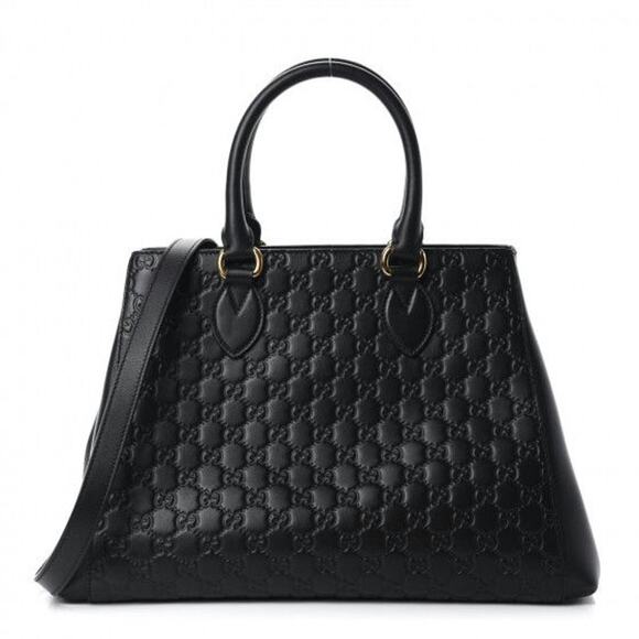 Gucci Soft Guccissima Signature Top Handle Tote Bag Black - Excellent Condition